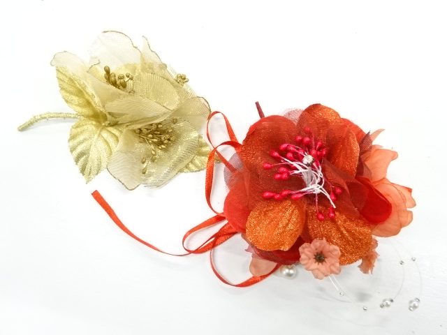 JAPANESE KIMONO / ANTIQUE FLOWER CORSAGE / SET OF 2